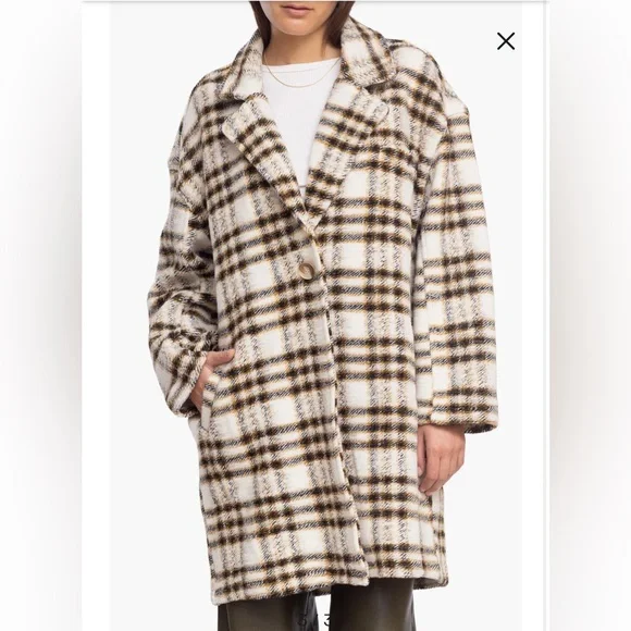 NWT BLANKNYC Plaid Lightweight Teddy Coat - Picture 3 of 6